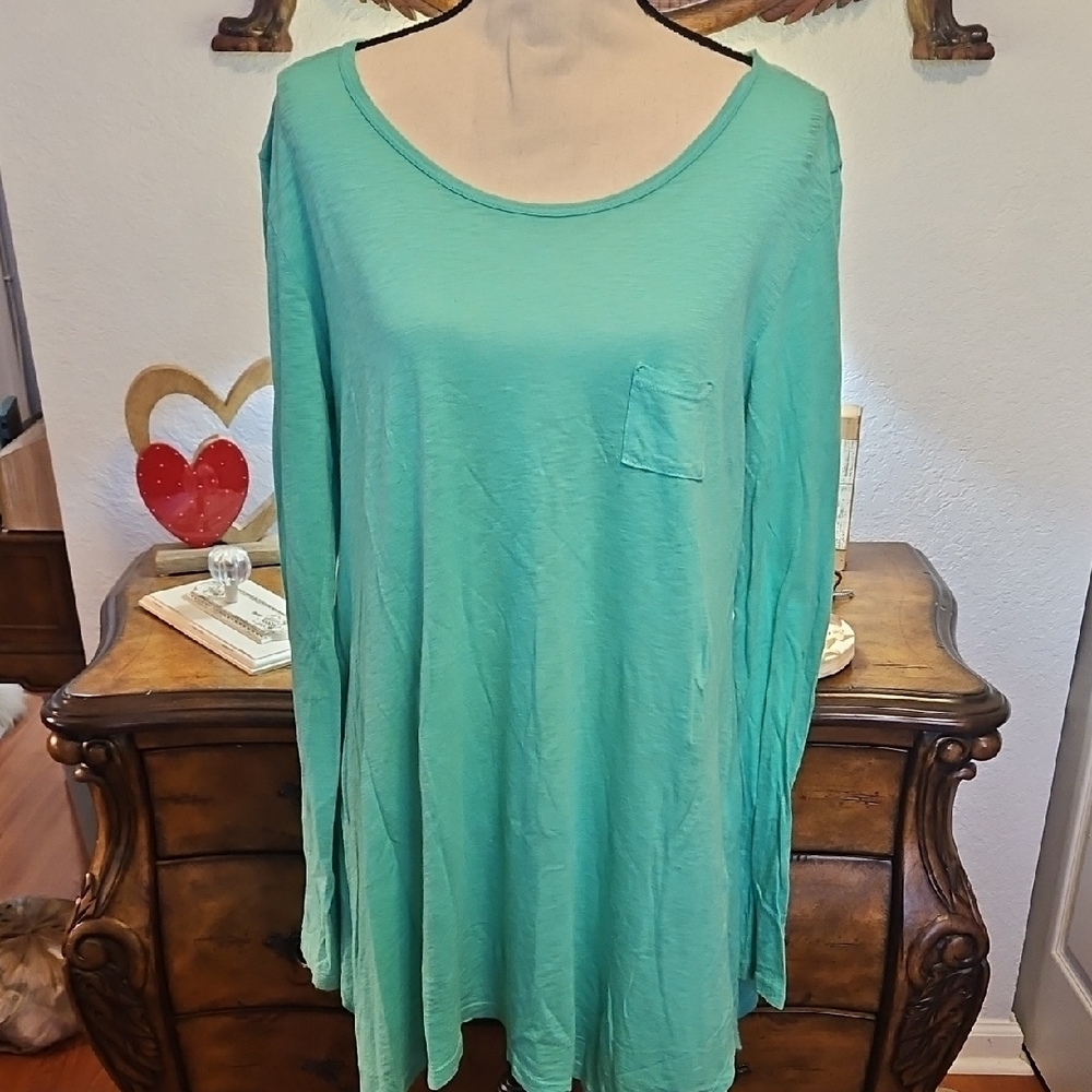 Women's Fresh Produce Size Large Teal Long Sleeve Top